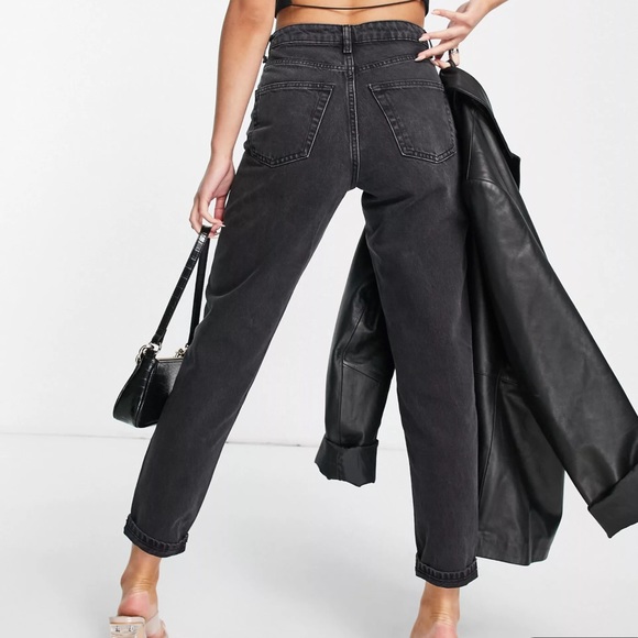 TopShop Moto Mom jeans, black, silver embellishments, size W28 L30, lightly worn - Picture 2 of 6